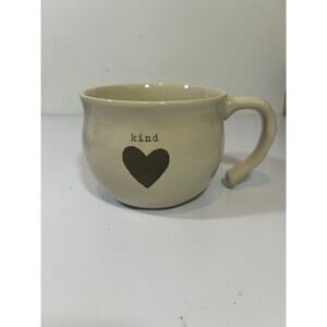Demdaco Kind Heart Off-White/Gray 16 Ounce Stoneware Handled Soup Mug Bowl